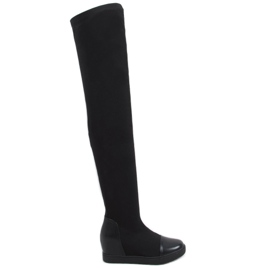 Stivali neri sopra il ginocchio con zeppa HQ888 Black nero