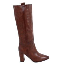 Stivali su stabile tacco cammello RB49P Camel marrone