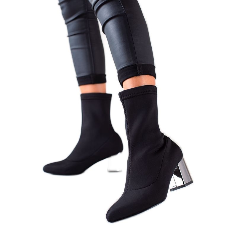 TRENDI Stivali Slip-on Con Tacco Argento nero