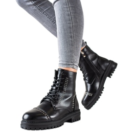 Super Me Stivali classici Trapper in ecopelle nero