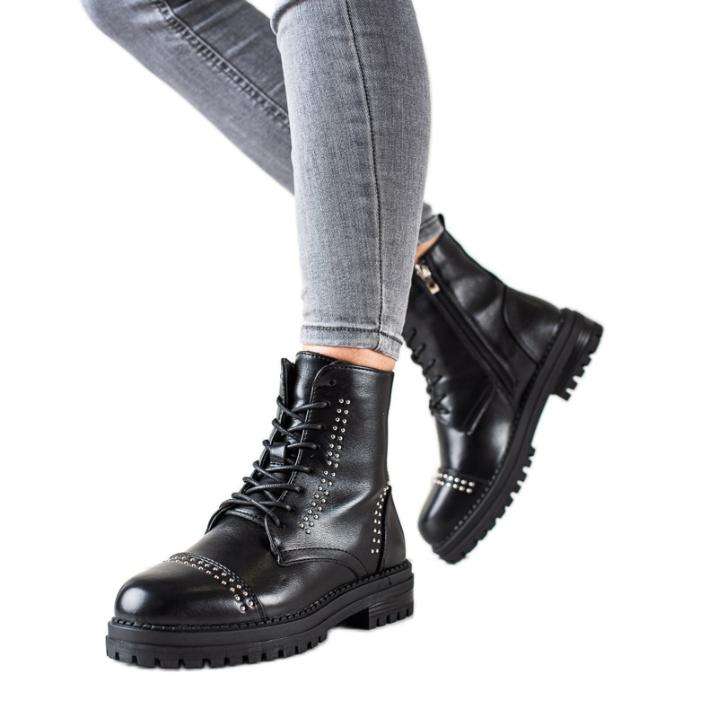 Super Me Stivali classici Trapper in ecopelle nero