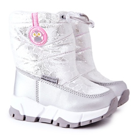 PJ2 Stivali da neve caldi per bambini con cerniera Argento-Bianco Laoth bianca