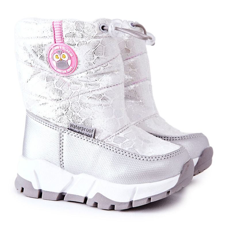 PJ2 Stivali da neve caldi per bambini con cerniera Argento-Bianco Laoth bianca