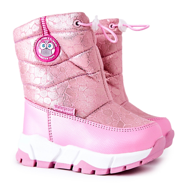 PJ2 Stivali da neve caldi per bambini con cerniera Layoth rosa