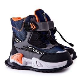 PJ2 Stivali Caldi Con Velcro Blu Navy-Grigio Darel nero arancia