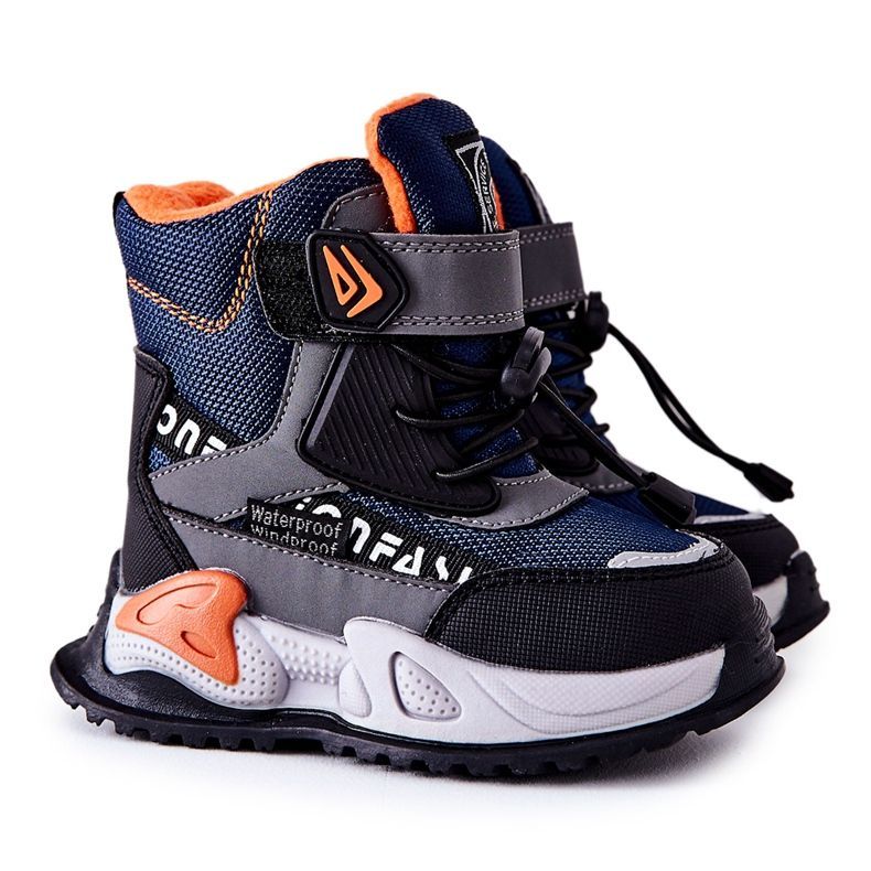PJ2 Stivali Caldi Con Velcro Blu Navy-Grigio Darel nero arancia