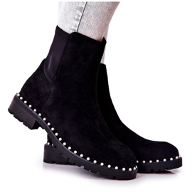 Stivali neri in pelle scamosciata Venie con perle nero