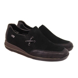 Scarpe in pelle con zeppa, nere W Rieker 44259 nero