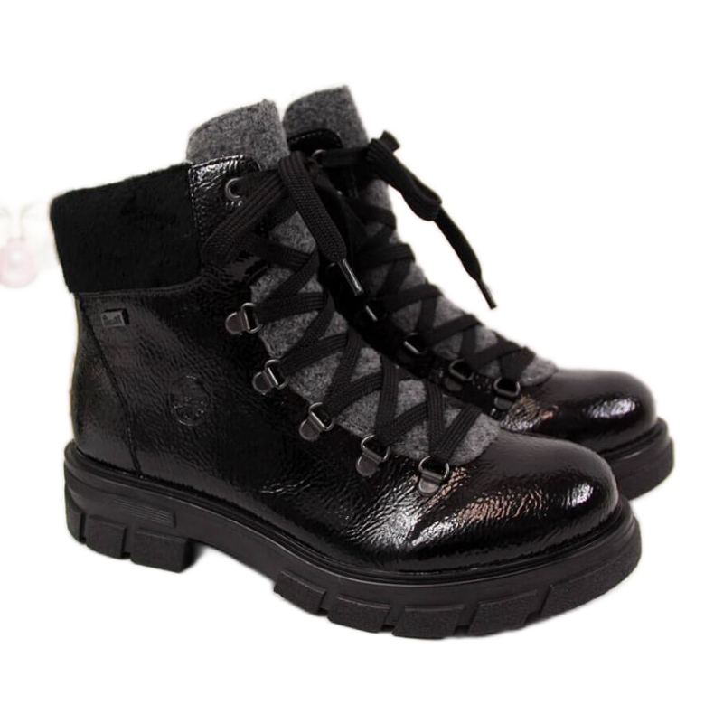 Stivali neri laccati isolati W Rieker Z9132 nero blu