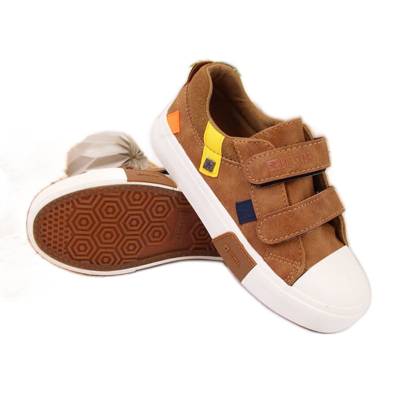 Sneakers basse con ecopelle Big Star Jr II374017 cammello bianca