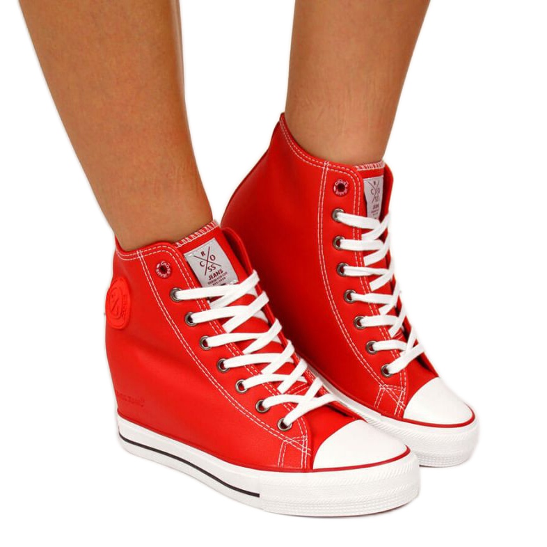 Sneakers sulla zeppa Cross Jeans W II2R4026C rosso bianca