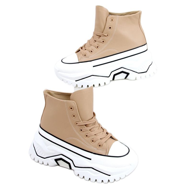 Sneaker Corbel Khaki con suola alta beige cachi
