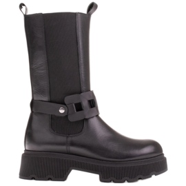Marco Shoes Stivali alti con gomma e cintura intrecciata nero
