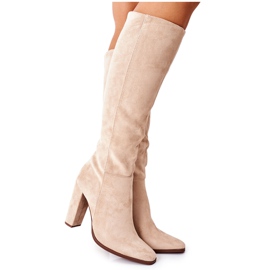PS1 Stivali Caldi Da Donna Con Tacco Beige Finner