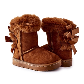 FR1 Stivali caldi per bambini con fiocchi D.Khaki Stivali da neve Funky marrone