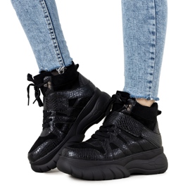 Sneakers nere invernali con tema animali Ninette nero