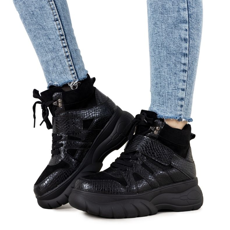 Sneakers nere invernali con tema animali Ninette nero