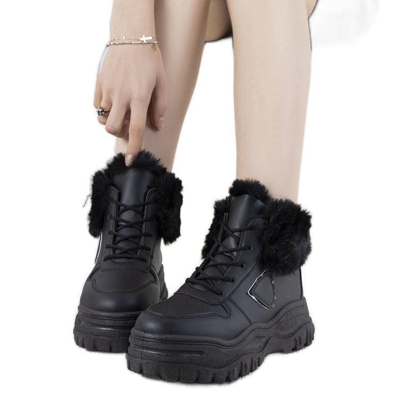 Sneakers nere con pelliccia Doreen nero