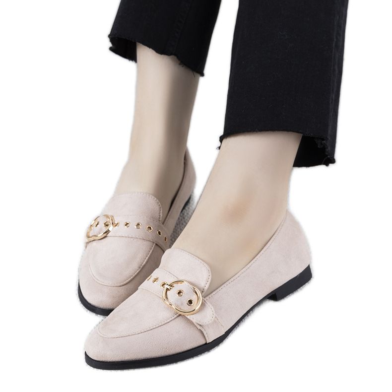 Mocassini beige con ornamento Verreau oro