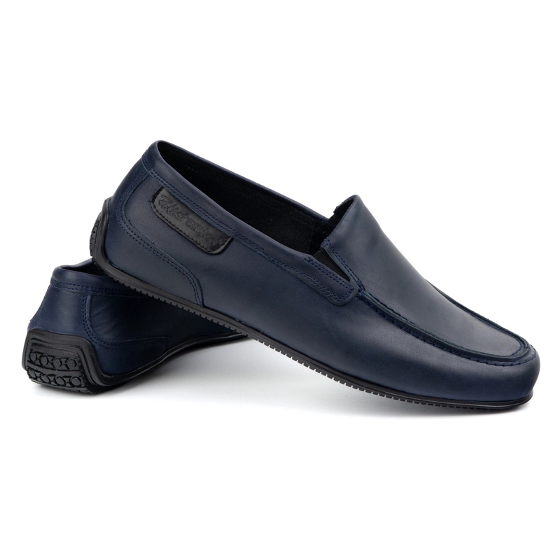Polbut Mocassini uomo in pelle 2105 grana blu navy