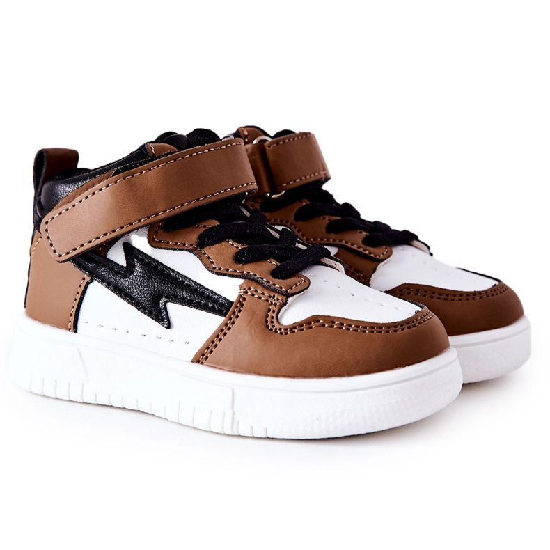 FR1 Scarpe sportive alte per bambini, bianche e marroni Bartnie bianca marrone nero