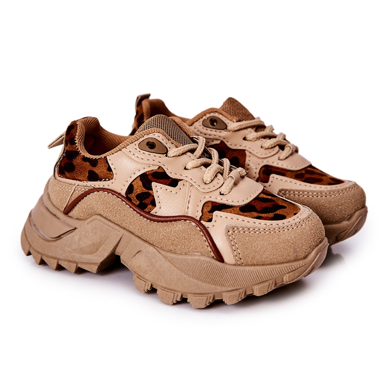 FR1 Scarpe Sportive Bambini Sneakers Beige-Marrone Nila