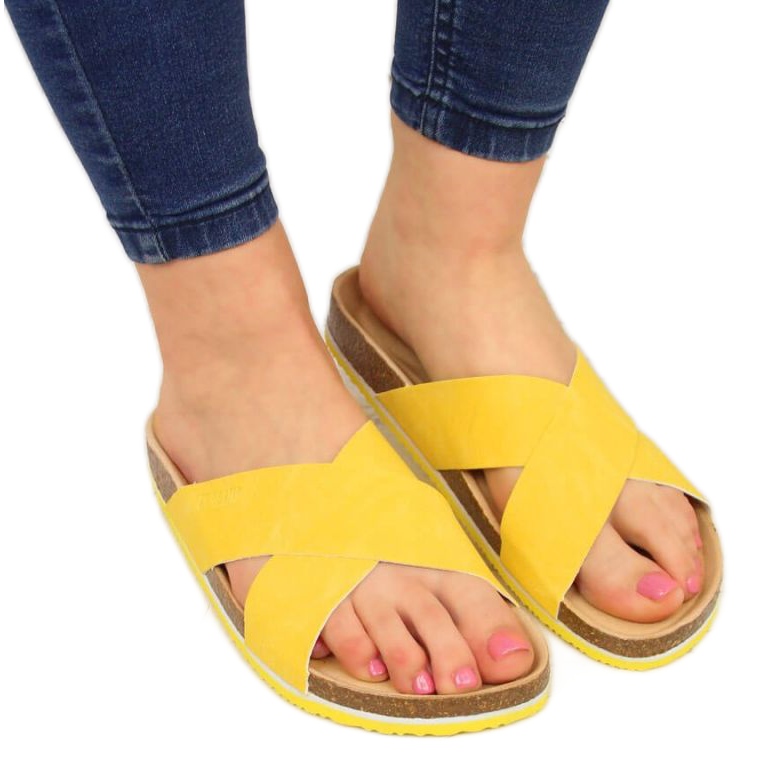 Pantofole in pelle Big Star W HH274596 gialle giallo