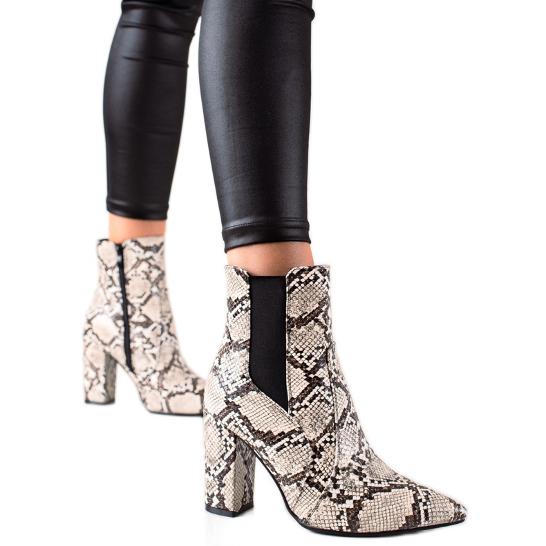 Marquiz Stivaletti con stampa serpente alla moda beige