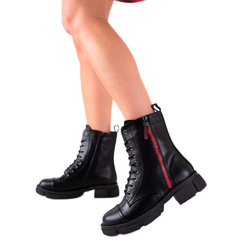 Goodin Trappers caldi con cerniera rossa nero