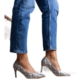 Décolleté beige con motivo a pelle di serpente Nickle