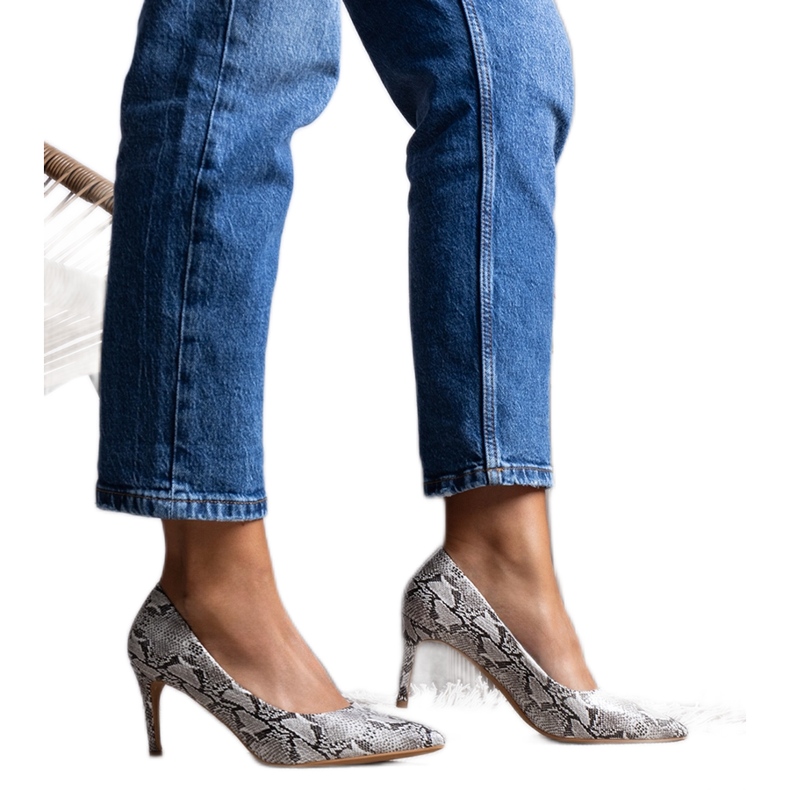 Décolleté beige con motivo a pelle di serpente Nickle