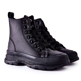 FR1 Sneakers da bambino in pelle isolate Bomi nere nero
