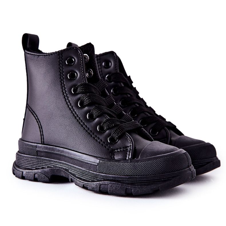 FR1 Sneakers da bambino in pelle isolate Bomi nere nero
