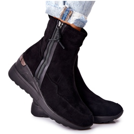 PE1 Stivali neri con zeppa in pelle scamosciata Athelaine nero