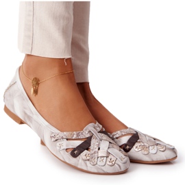 Ballerine in pelle da donna Maciejka 01358-44 Beige sporco