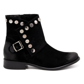 Exquisite Stivali da donna in pelle con borchie 1198 nero