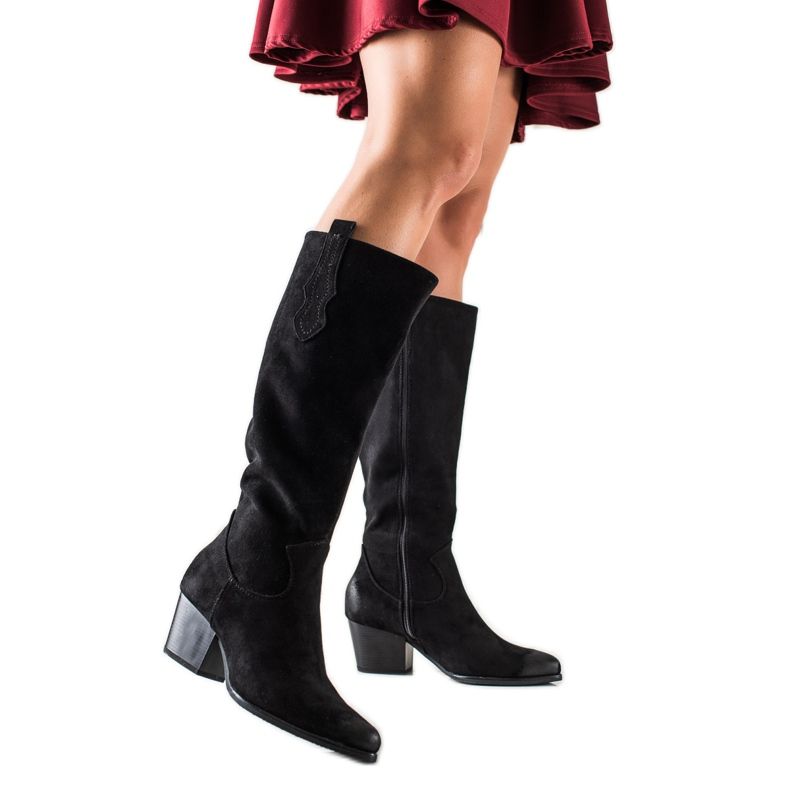 Comodi stivali VINCEZA in camoscio nero