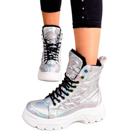 Stivali argento sulla piattaforma VINCEZA