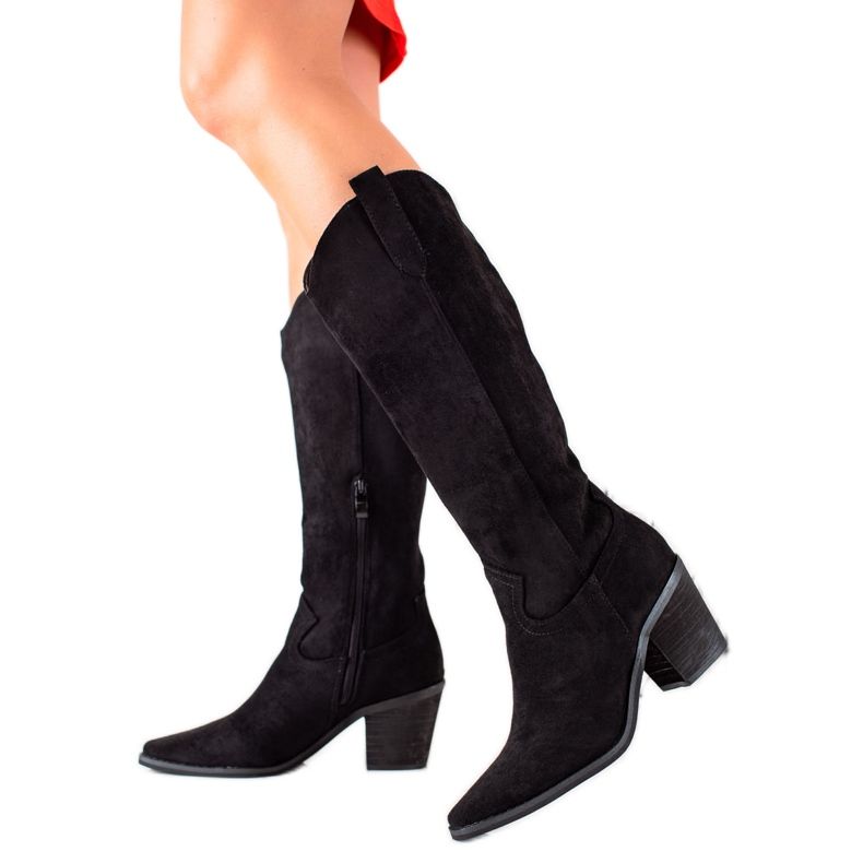 Renda Stivali da cowboy in pelle scamosciata nero