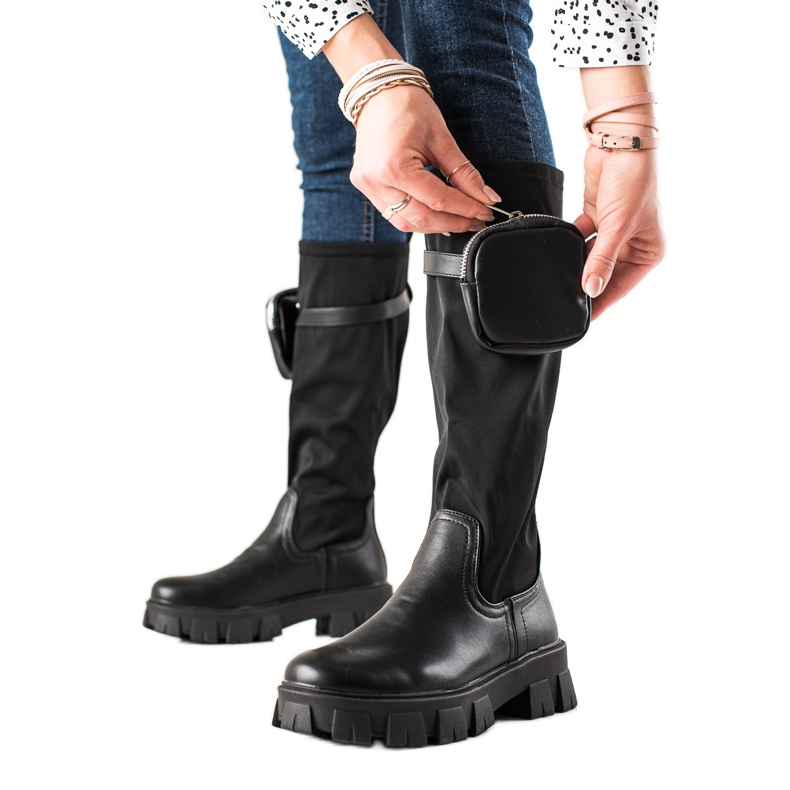 Best Shoes Stivali alla moda con tasca nero