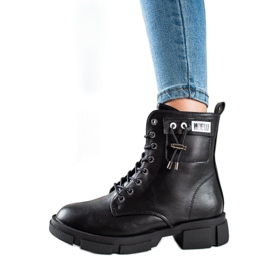 Goodin Borse stringate nere con ornamento nero