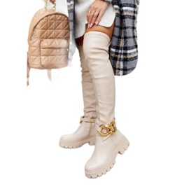 Stivali Alti Con Un Elemento Decorativo Beige Masha