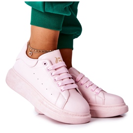 Scarpe sportive in pelle sulla piattaforma rosa Lemmy