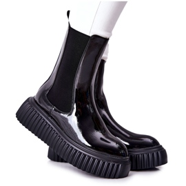 PS1 Stivali alti laccati sulla piattaforma Black Sereia nero