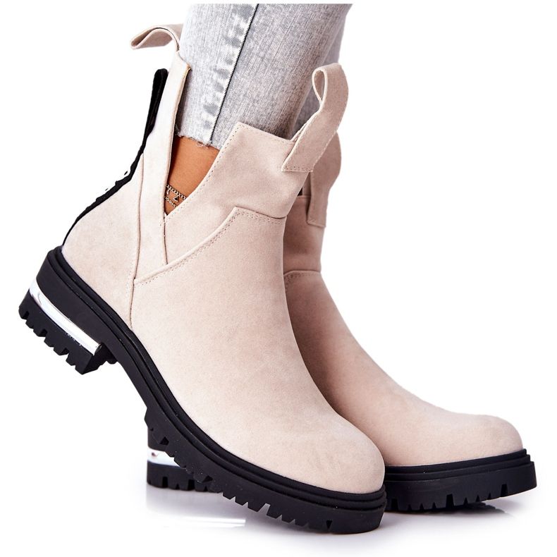 PS1 Stivaletti Caldi Stivali Jodhpur Con cerniera Beige My Way