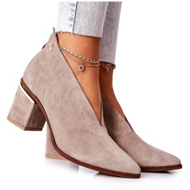 Stivali In Pelle Con Tacco Alto Laura Messi Beige 2344