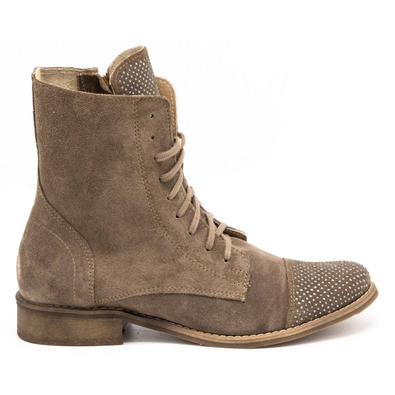 Exquisite Stivali da donna in pelle con paillettes 1259EX beige
