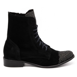 Exquisite Stivali da donna in pelle con paillettes 1259EX neri nero