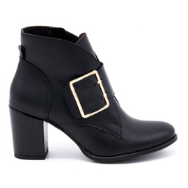 Exquisite Stivaletti da donna in pelle con fibbia tacco alto 1262EX nero