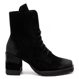 Exquisite Stivali da donna in pelle con tacco alto 1287EX nero